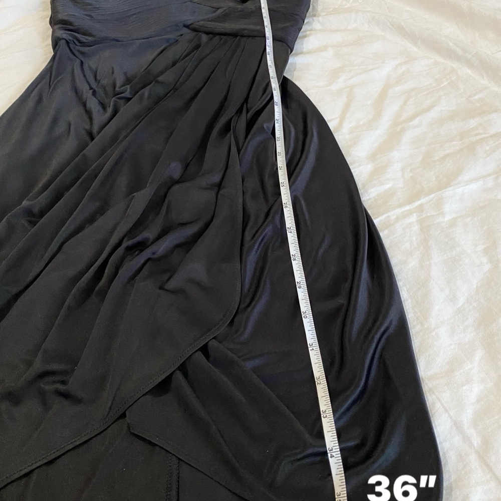 BCBGMAXZARIA black mini cocktail summer party y2K 1 shoulder strap goth dress - Picture 4 of 12